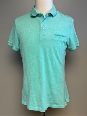 Soul of London Mint Green Polo Shirt Men's Medium Pocket Casual Short Sleeve